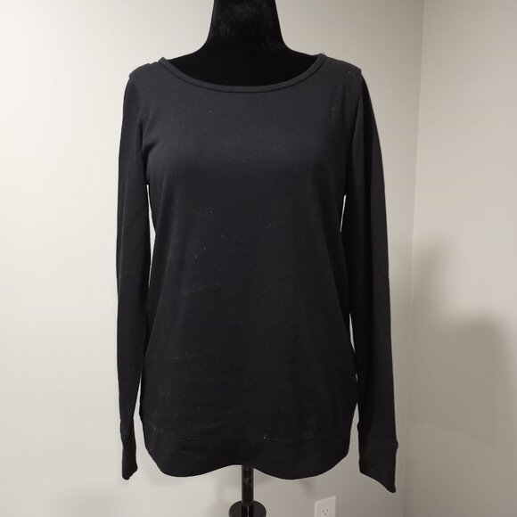 BLACK CRISS-CROSS CUT OUT BACK SWEATSHIRT LONGSLEEVE WOMEN SIZE M - Picture 4 of 9